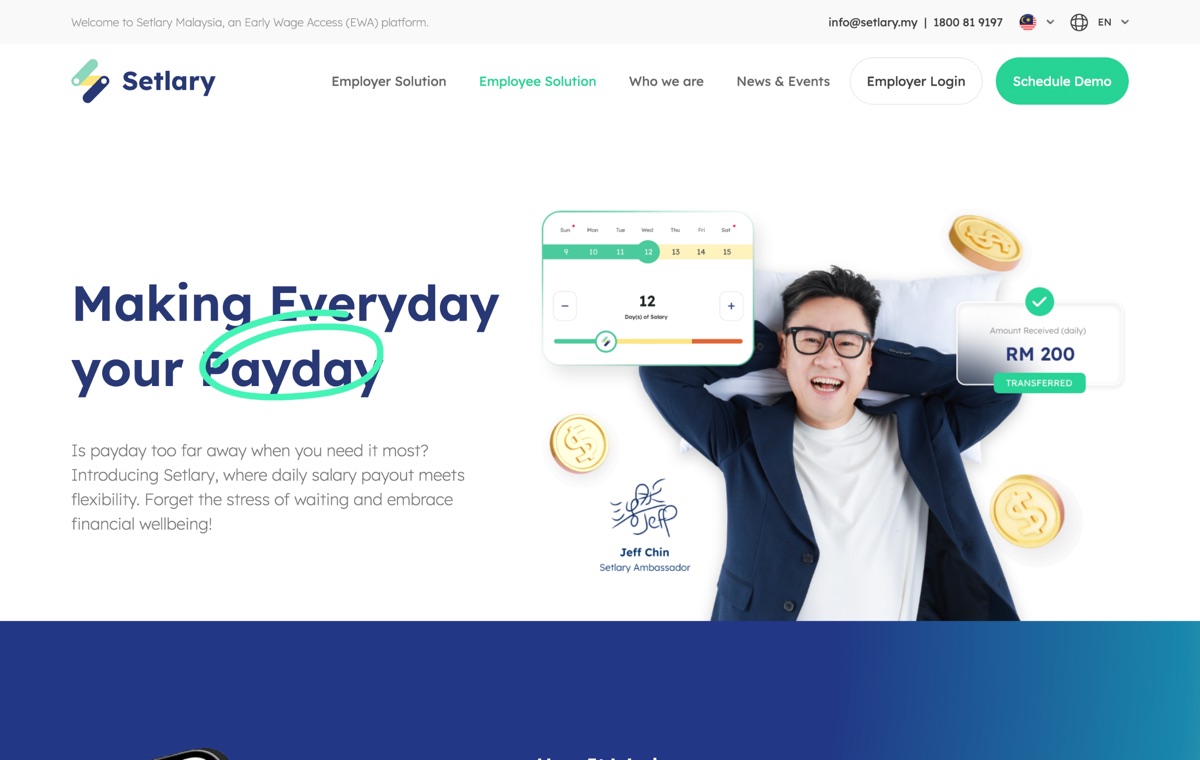 Setlary — Earned Wage Access - SaaS / Fintech project by Umar Jamil